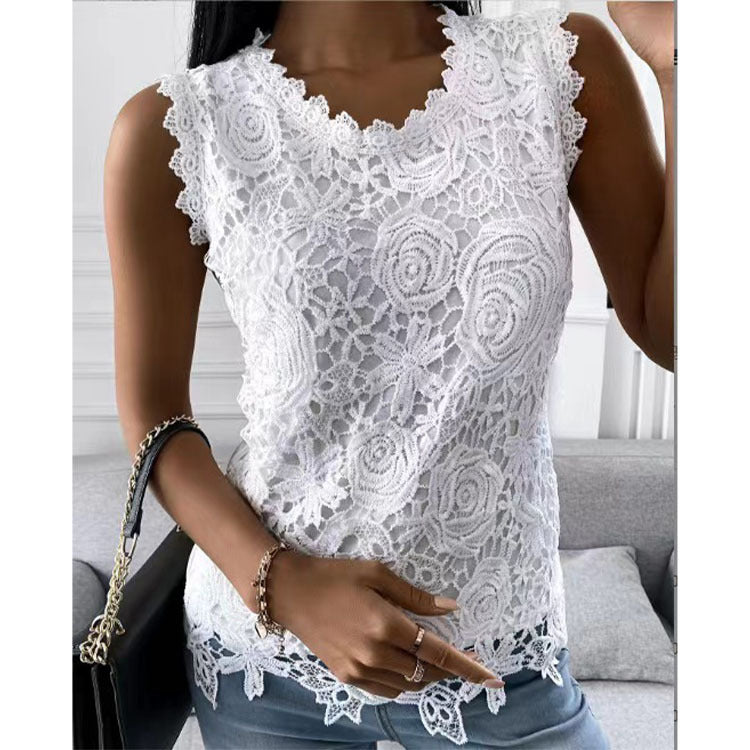 Buy Online Premimum Quality, Trendy and Highly Comfortable Flowers Lace Women Summer Tops S-5XL - FEYONAS