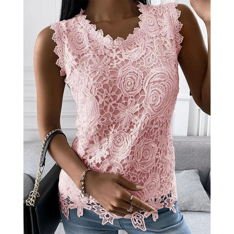 Buy Online Premimum Quality, Trendy and Highly Comfortable Flowers Lace Women Summer Tops S-5XL - FEYONAS