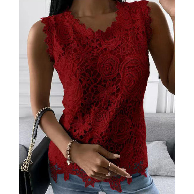 Buy Online Premimum Quality, Trendy and Highly Comfortable Flowers Lace Women Summer Tops S-5XL - FEYONAS